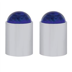 UP86073-Dome Lens Bumper Guide Top With Chrome Base - Blue (2-Pack)