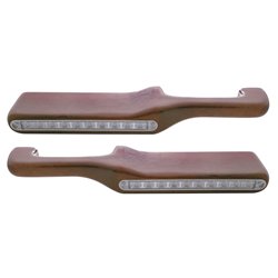 UP87994-Wood Armrest With LED Light For Peterbilt- Amber LED/Clear Lens (Pair)