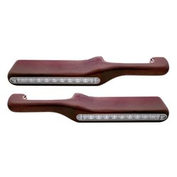 UP87996-Wood Armrest With LED Light For Peterbilt- Red LED/Clear Lens (Pair)