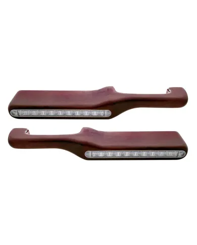 UP87996-Wood Armrest With LED Light For Peterbilt- Red LED/Clear Lens (Pair)