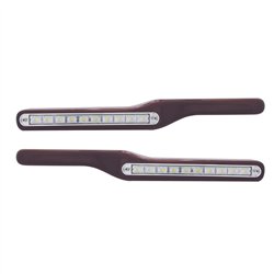 UP87997-Wood Armrest With LED Light For Peterbilt- White LED/Clear Lens (Pair)