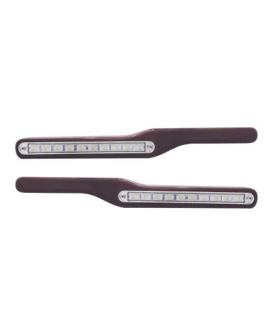 UP87997-Wood Armrest With LED Light For Peterbilt- White LED/Clear Lens (Pair)