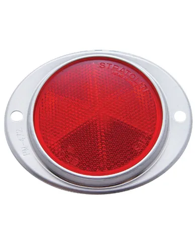 UP30710-3-3/16" Round Reflector With Aluminum Mount Base - Red