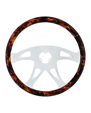 UP88249-18" Flame Steering Wheel With Hydro-dip Finish Wood - Boss