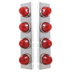 UP30983-SS Front Air Cleaner Bracket With 8X Glass Watermelon Lights & SS Bezels For Peterbilt-Dark Amber Lens