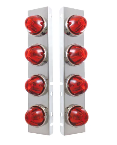 UP30983-SS Front Air Cleaner Bracket With 8X Glass Watermelon Lights & SS Bezels For Peterbilt-Dark Amber Lens