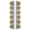 UP30998-SS Front Air Cleaner Bracket With 12X Glass Watermelon Lights & SS Bezels For Peterbilt-Amber Lens