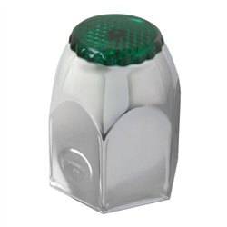 GG10420 - CR. STEEL PUSH-ON NUT CVR 1.5"X2" W/GREEN REFLECTOR