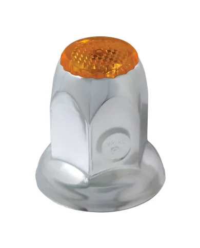 GG10490 - CR. STEEL 33MM X2" PUSH-ON NUT CVR W/FLANGE & AMBER REFLECTOR
