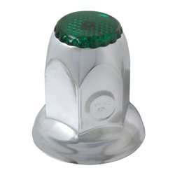 GG10492 - CR. STEEL 33MM X2" PUSH-ON NUT CVR W/FLANGE & GREEN REFLECTOR