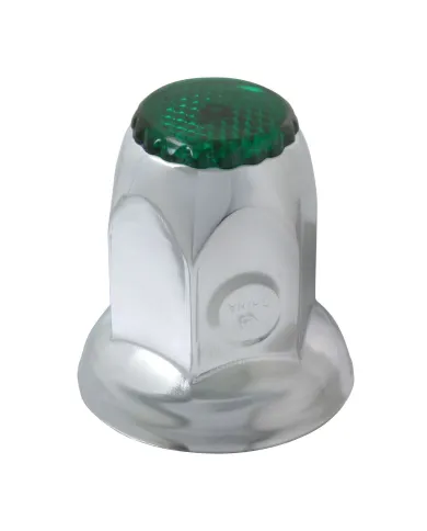 GG10492 - CR. STEEL 33MM X2" PUSH-ON NUT CVR W/FLANGE & GREEN REFLECTOR