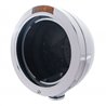 UP31191-Stainless Steel Bullet Classic Headlight No Bulb With Turn Signal Light - Amber Lens