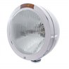 UP31197-Stainless Steel Bullet Classic Headlight H4 Bulb & Turn Signal - Amber Lens