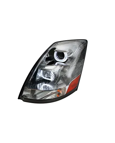 UP31263-Chrome Projection Headlight With White LED Light Bar For 2003-2017 Volvo VN/VNL - Driver