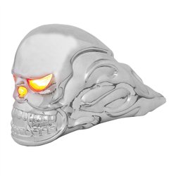 GG48370 - CR. FLAME SKULL HOOD ORNAMENT W/ 194 BULB LIGHTED FRONT