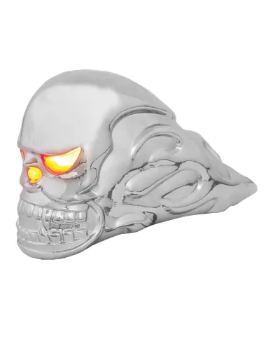 GG48370 - CR. FLAME SKULL HOOD ORNAMENT W/ 194 BULB LIGHTED FRONT