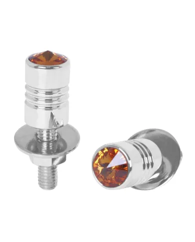 GG50850 - CR. ALUM. LICENSE PLATE BOLT W/AMBER CRYSTAL