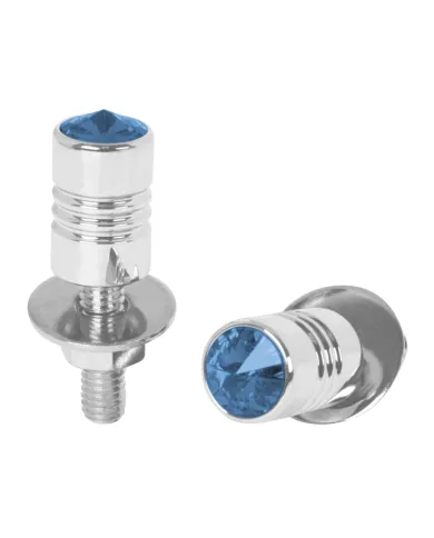 GG50851 - CR. ALUM. LICENSE PLATE BOLT W/BLUE CRYSTAL