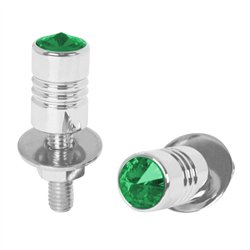 GG50853 - CR. ALUM. LICENSE PLATE BOLT W/GREEN CRYSTAL