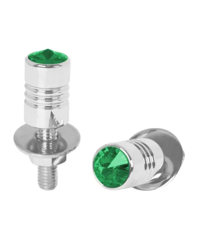 GG50853 - CR. ALUM. LICENSE PLATE BOLT W/GREEN CRYSTAL