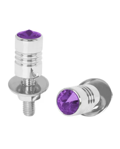 GG50854 - CR. ALUM. LICENSE PLATE BOLT W/PURPLE CRYSTAL
