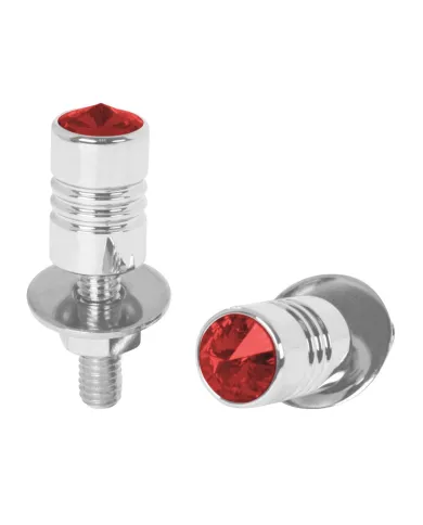 GG50855 - CR. ALUM. LICENSE PLATE BOLT W/RED CRYSTAL