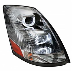 UP31264-Chrome Projection Headlight With White LED Light Bar For 2003-2017 Volvo VN/VNL - Passenger