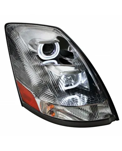 UP31264-Chrome Projection Headlight With White LED Light Bar For 2003-2017 Volvo VN/VNL - Passenger