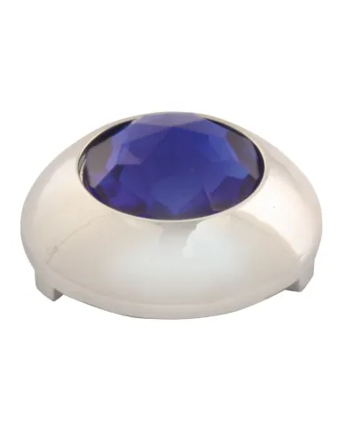 GG51981 - CR. PLASTIC 1-1/16" O.D. BUTTON COVER W/BLUE CRYSTAL FOR KW