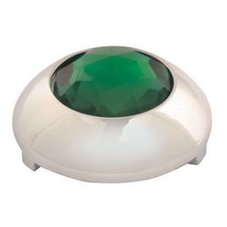 GG51983 - CR. PLASTIC 1-1/16" O.D. BUTTON COVER W/GREEN CRYSTAL FOR KW