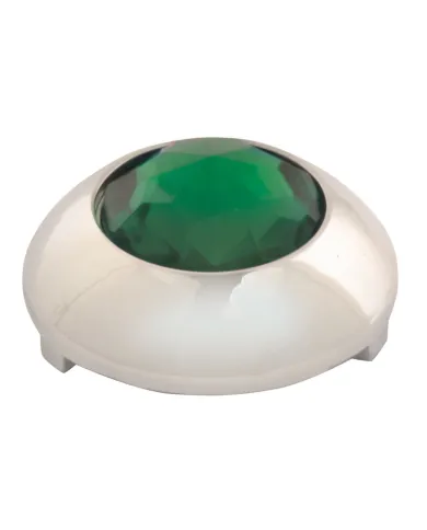 GG51983 - CR. PLASTIC 1-1/16" O.D. BUTTON COVER W/GREEN CRYSTAL FOR KW