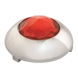 GG51985 - CR. PLASTIC 1-1/16" O.D. BUTTON COVER W/RED CRYSTAL FOR KW