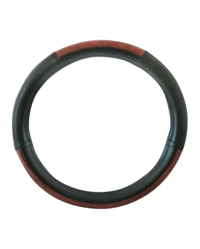 GG54006 - 18" DELUXE STEERING WHEEL CVR BLACK W/ DARK WOOD
