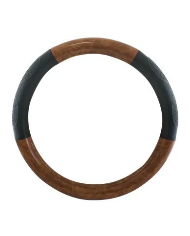 GG54008 - 18" DELUXE STEERING WHEEL CVR BLK W/ DARK WOOD & HAND GRIPS