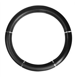 GG54012 - 18" DELUXE STEERING WHEEL CVR FULL BLACK W/ CHROME TRIM