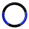 GG54013 - 18" DELUXE STEERING WHEEL CVR BLACK & BLUE W/ CHROME TRIM