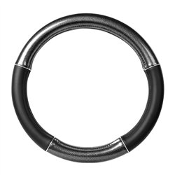 GG54015 - 18" DELUXE STEERING WHEEL CVR BLACK CARBON W/ CHROME TRIM