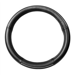 GG54018 - 18" DELUXE STEERING WHEEL CVR FULL BLACK W/ CHROME LINING