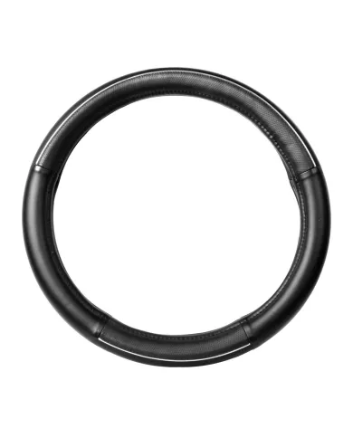 GG54018 - 18" DELUXE STEERING WHEEL CVR FULL BLACK W/ CHROME LINING