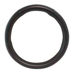 GG54025 - 20" DELUXE STEERING WHEEL CVR BLACK W/ RED STITCHING