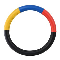 GG54029 - 18" DELUXE STEERING WHEEL CVR HALF BLACK W/RED/BLUE/YELLOW