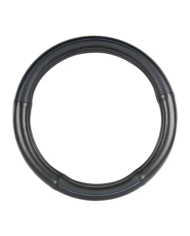 GG54031 - 18" DELUXE STEERING WHEEL CVR FULL BLACK W/ BLUE STITCHING