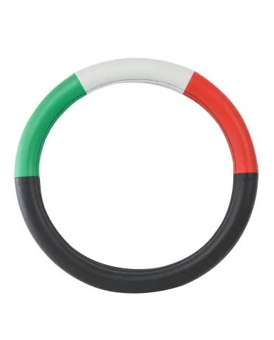 GG54037 - 18" DELUXE STEERING WHEEL CVR HALF BLACK W/RED/WHITE/GREEN