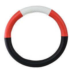 GG54038 - 18" DELUXE STEERING WHEEL CVR HALF BLACK W/RED/WHITE/RED