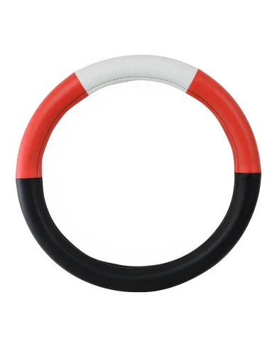 GG54038 - 18" DELUXE STEERING WHEEL CVR HALF BLACK W/RED/WHITE/RED