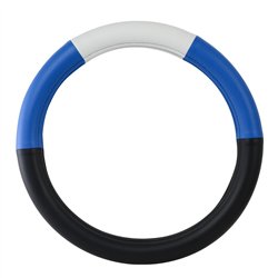 GG54039 - 18" DELUXE STEERING WHEEL CVR HALF BLACK W/BLUE/WHITE/BLUE