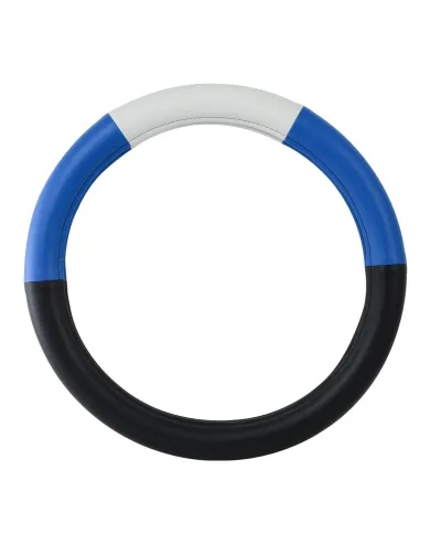 GG54039 - 18" DELUXE STEERING WHEEL CVR HALF BLACK W/BLUE/WHITE/BLUE