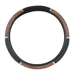 GG54040 - 18" STEERING WHEEL COVER LIGHT WOOD W/BLACK HAND GRIPS