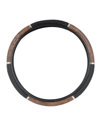 GG54040 - 18" STEERING WHEEL COVER LIGHT WOOD W/BLACK HAND GRIPS