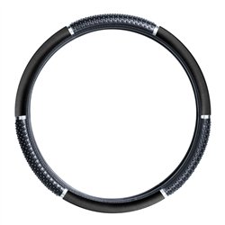 GG54044 - 18" STEERING WHEEL COVER MATTE BLACK W/BLACK HAND GRIPS